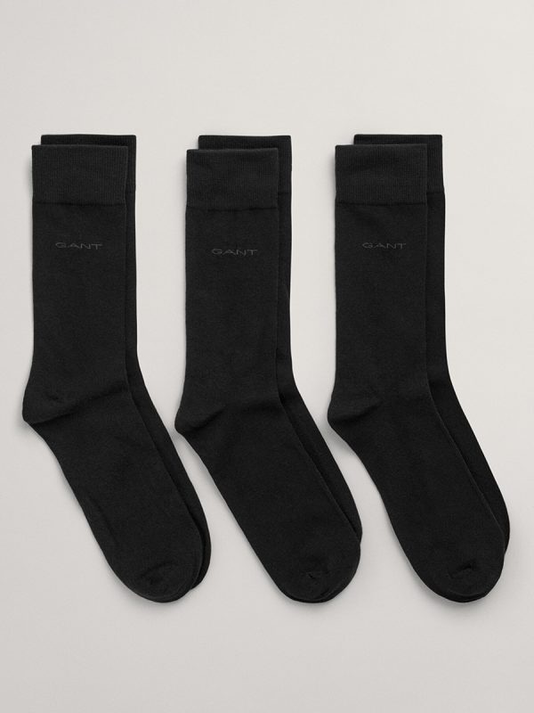 Paquete de tres pares de calcetines de algodón suave de hombre - Negro