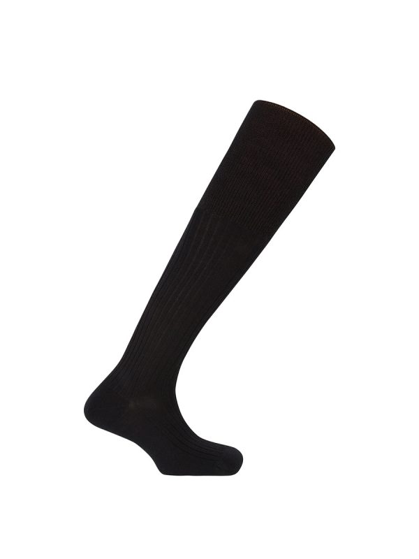 Calcetines de hombre Punto Blanco 100% lana de canalé. Hecho en España. - Negro
