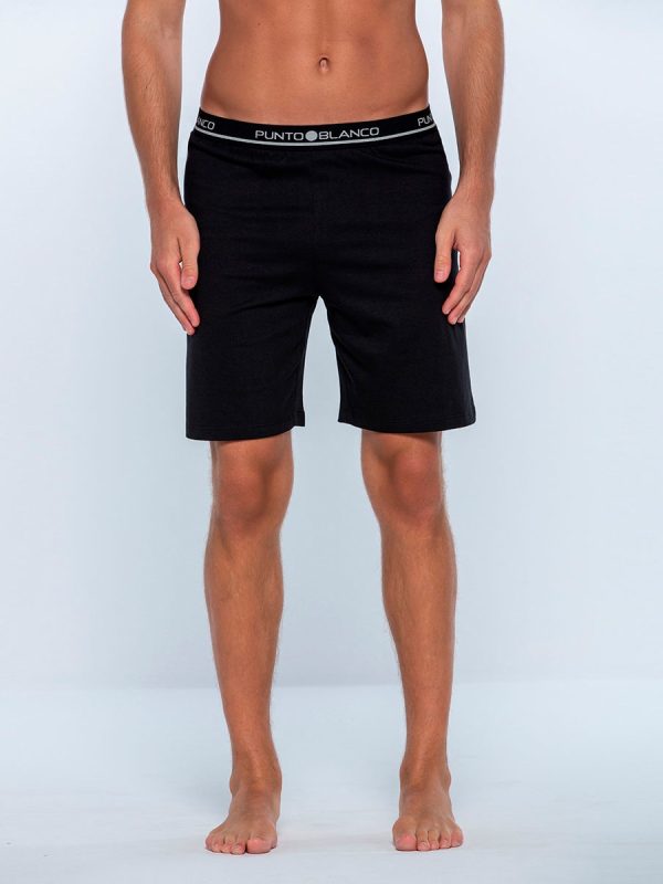 Pantalón corto de pijama de hombre en 100% algodón peinado - Negro