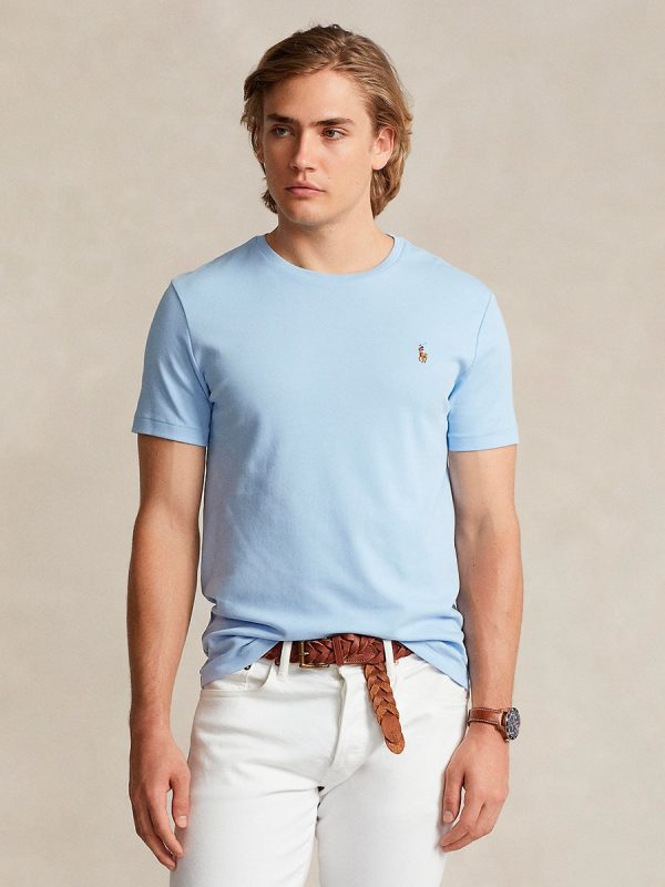 Camiseta de hombre de algodón Azul marino - Azul claro