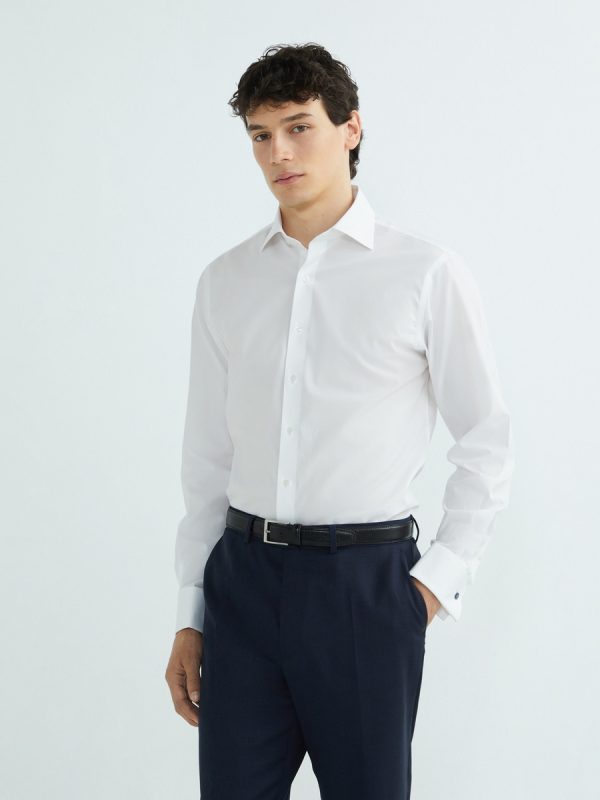 Camisa de hombre Rushmore classic lisa blanca - Blanco