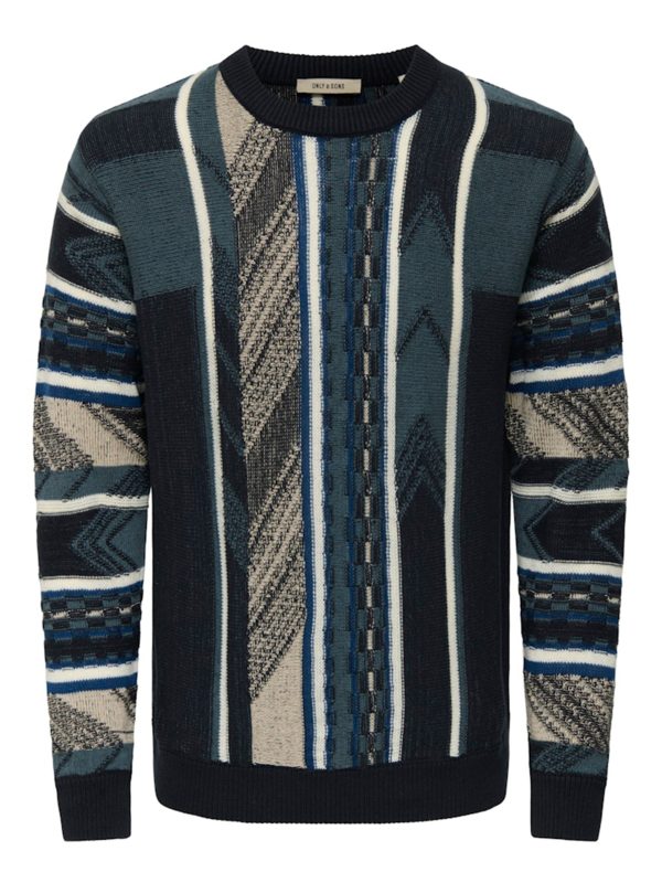 Jerséis de hombre a rayas regular fit - Azul índigo