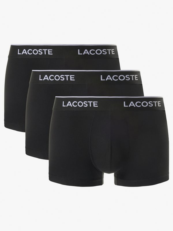 Pack de 3 calzoncillos de algodón elástico con logo en la cintura - Negro