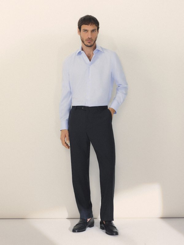 Pantalón separate Regular liso vestir 100% Lana hombre - Gris oscuro