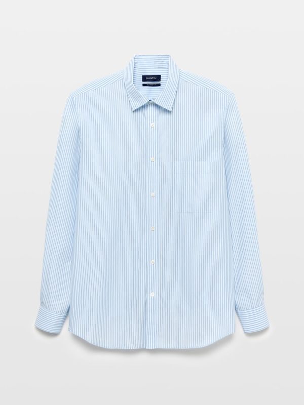 Camisa de tacto suave con diseño de rayas de classic fit. - Azul
