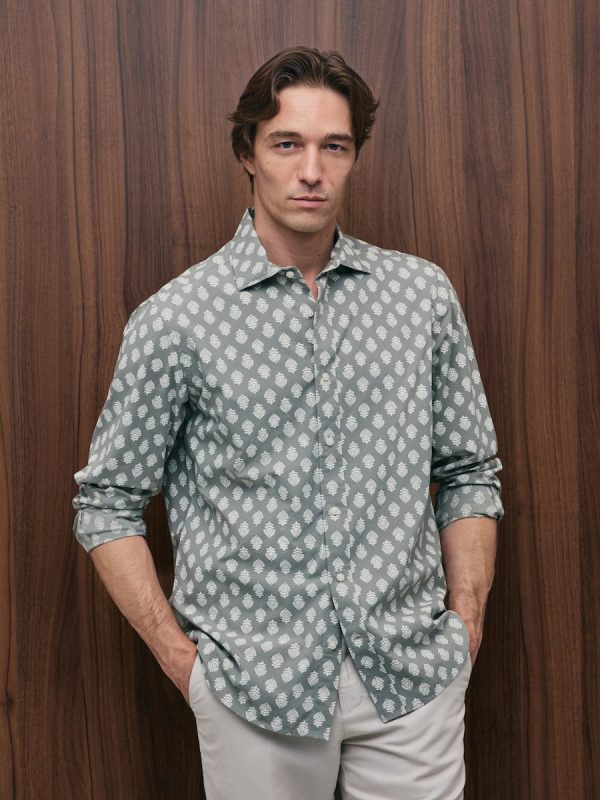 Camisa sport algodon ml hombre - Verde