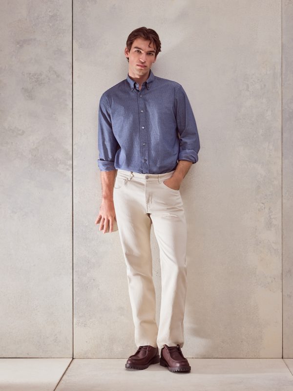 Camisa classic fit indigo estampado de algodón de hombre - Azul marino