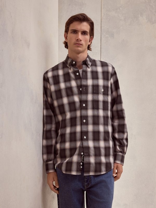 Camisa classic fit villela de algodón de cuadros de hombre - Verde