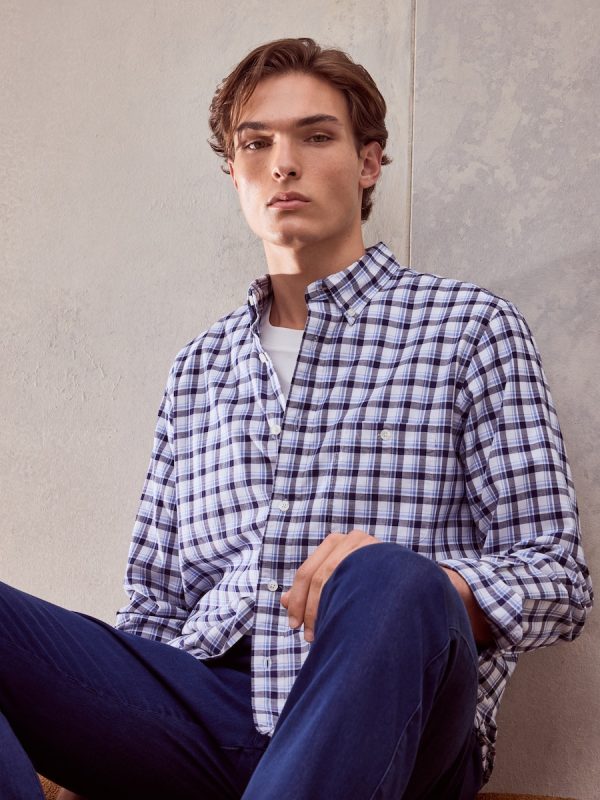 Camisa classic fit de oxford de cuadros de colección de hombre - 400 Azul