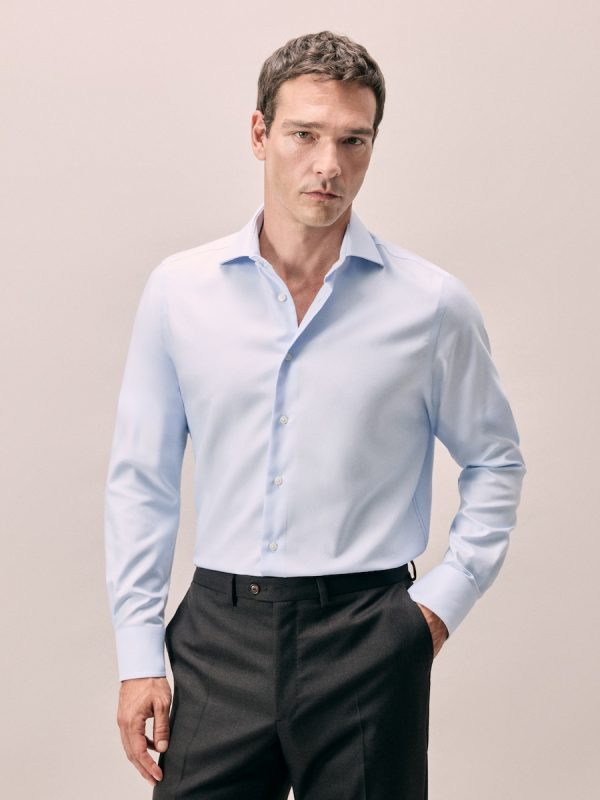 Camisa vestir 100% algodón non iron fit regular - Celeste