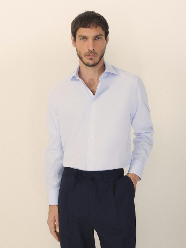 Camisa vestir algodón egipcio - Azul