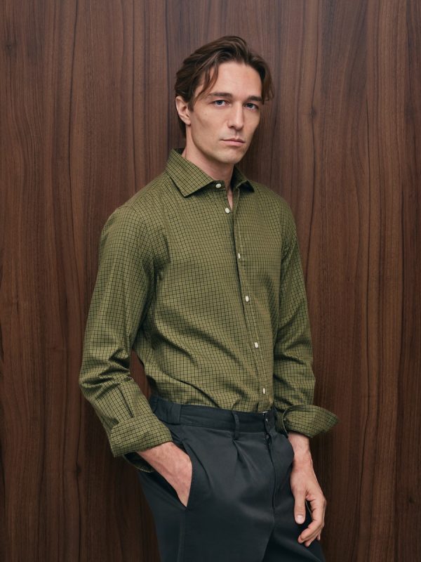 Camisa sport twill lavado 100% algodón regular fit - Verde