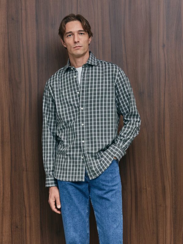 Camisa sport twill lavado 100% algodón regular fit - Verde