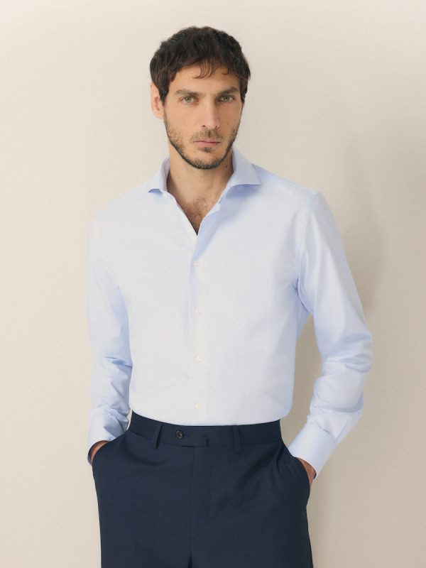 Camisa vestir slim fit 90% algodón 10% elastano - Azul