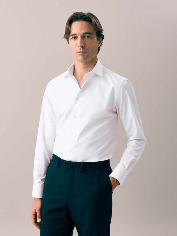 Camisa vestir 100% algodón non iron slim fit - Blanco