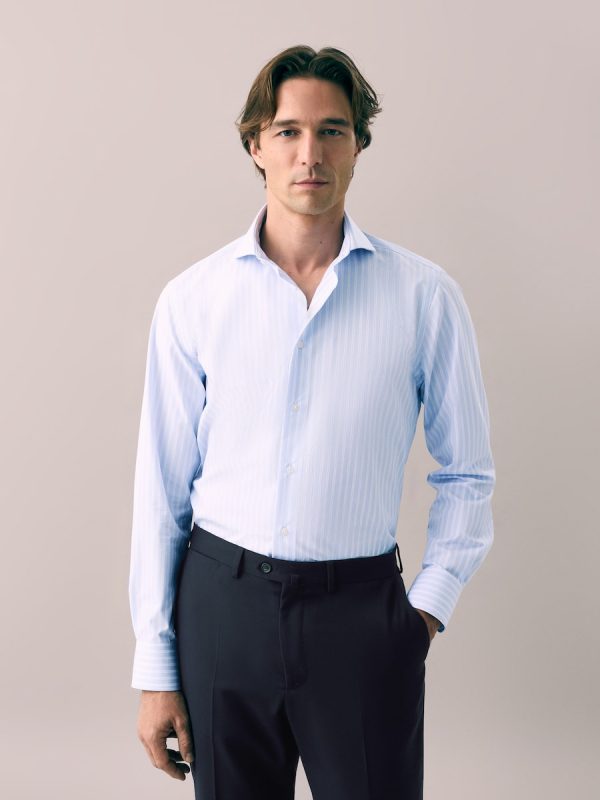 Camisa vestir 100% algodón non iron - Azul claro