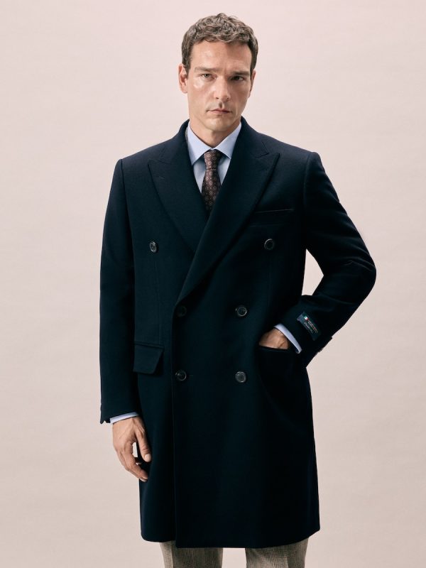 Abrigo cruzado 100% cashmere de Loro Piana hombre - Azul marino