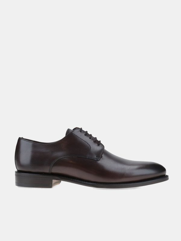 Zapatos de cordones de hombre estilo blucher en piel con pala lisa - Marrón