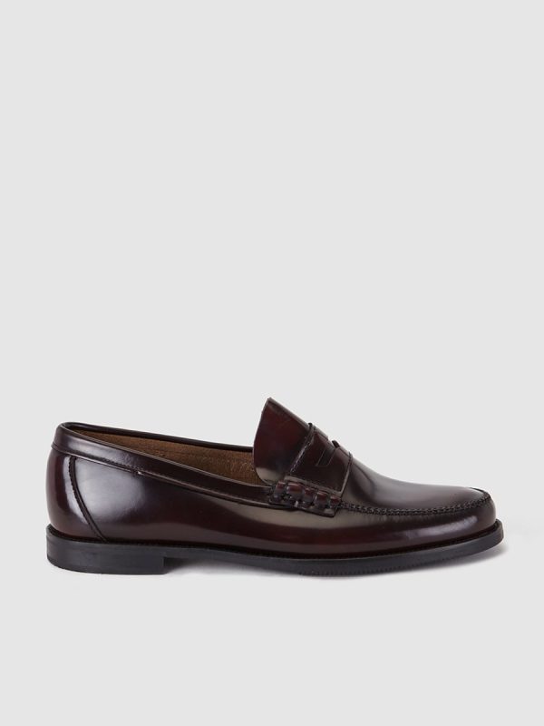 Mocasines de hombre de Castellano de piel de color - Granate