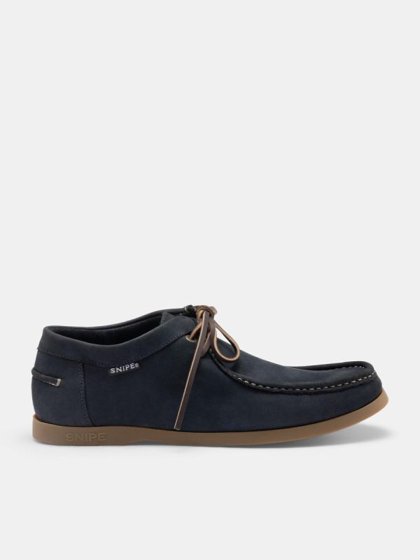 Zapato wallabee en piel nobuck con suela de goma - Azul marino