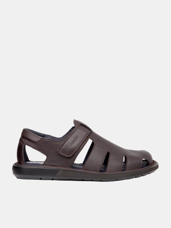 Sandalias de hombre en piel - Marrón oscuro