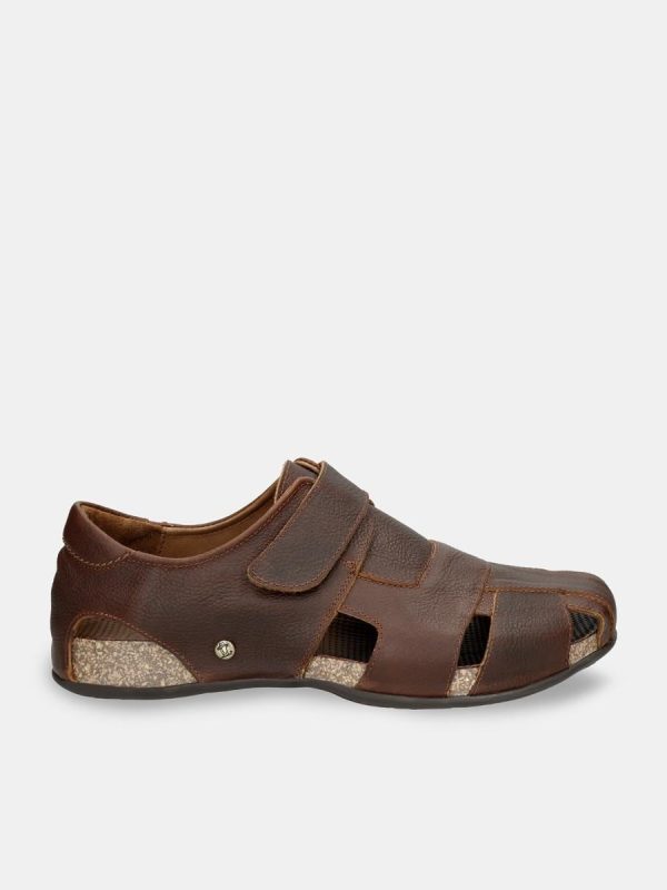 Sandalias de hombre en piel con forro de piel - Cuero