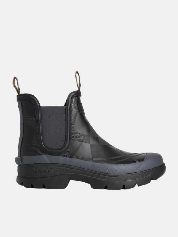 Bota de hombre de agua tipo chelsea con relieve tartan - Negro