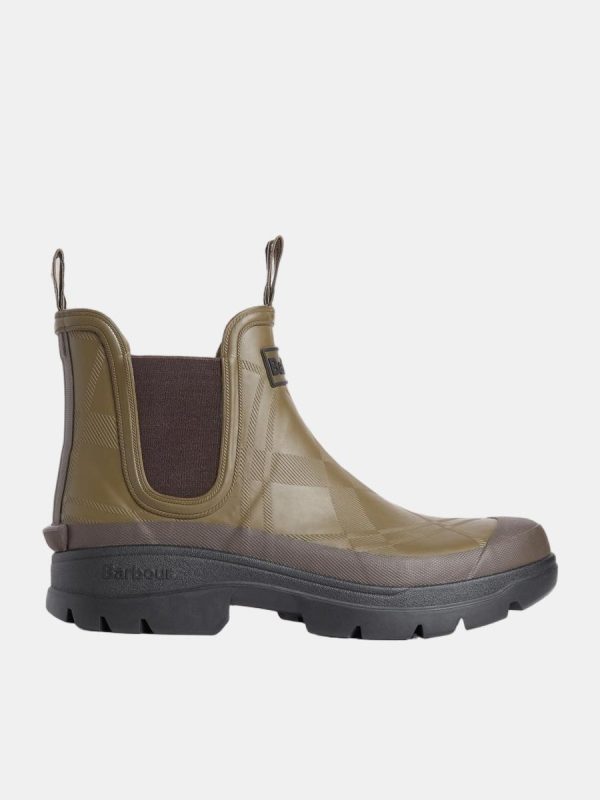 Bota de hombre de agua tipo chelsea con relieve tartan - Verde