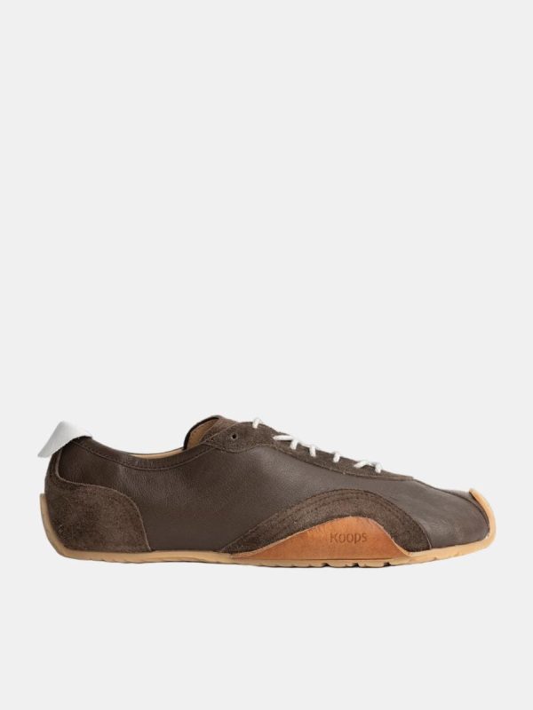 Zapatillas de piel con suela plana barefoot - Marrón oscuro