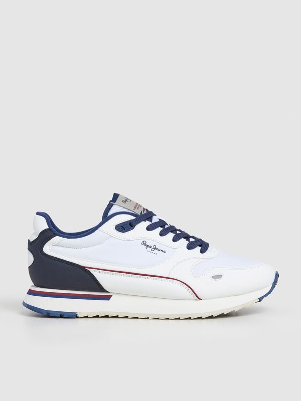 Zapatillas Bexley South de hombre en combinación de azul marino y blanco y con detalles en rojo - Blanco