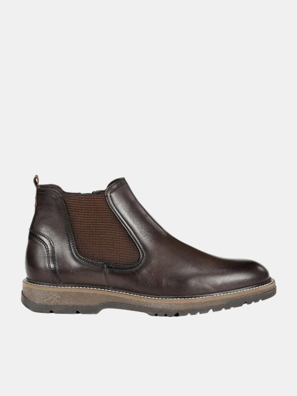 Bota de hombre en piel con elasticos - Marrón chocolate