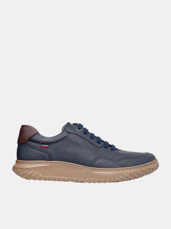 Deportivo de cordones de hombre en piel - Azul marino