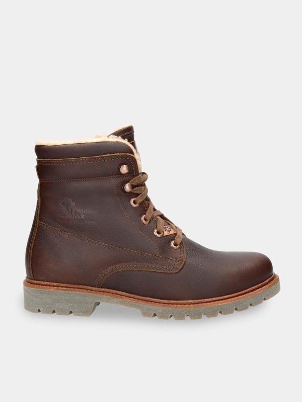 Botas de hombre en piel con forro de algodón - Marrón