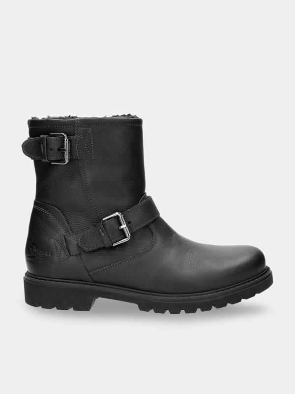Botas de hombre en piel con forro de pelo sintético - Negro