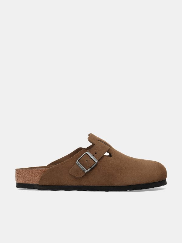 Zueco Boston en ante con plantilla soft - Marrón topo