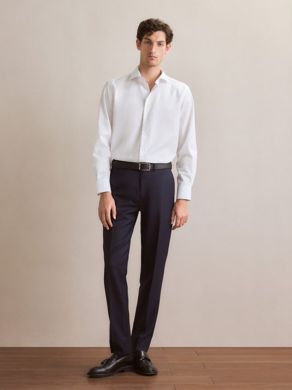 Pantalón vestir slim fit lana 100% hombre - Azul