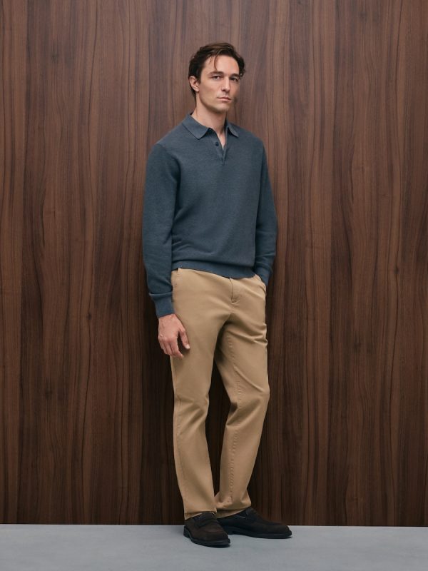Pantalón chino regular fit tintado en prenda hombre - Beige