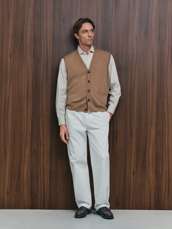 Pantalón chino regular fit dos pliegues hombre - Crudo