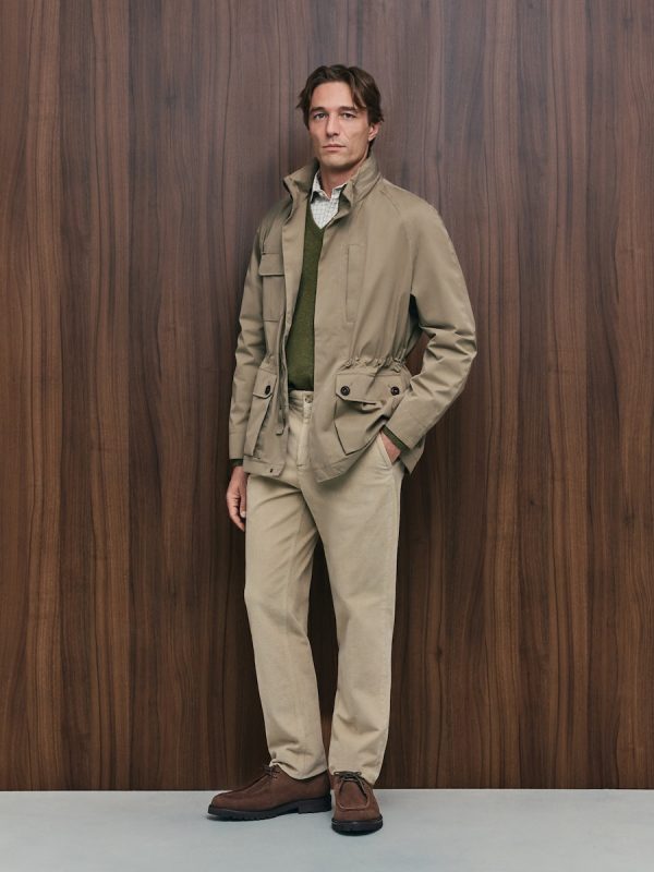 Pantalón pana regular fit tintado en prenda hombre - Beige