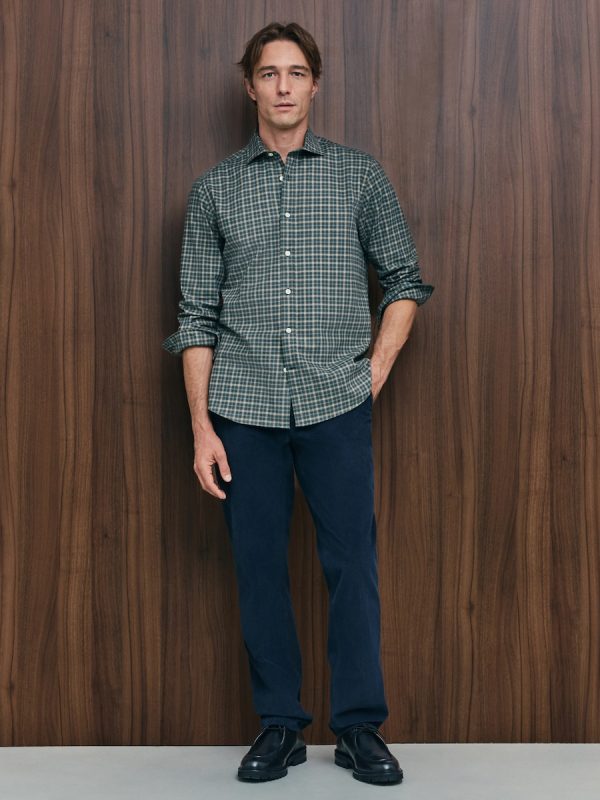 Pantalón pana regular fit tintado en prenda hombre - Azul