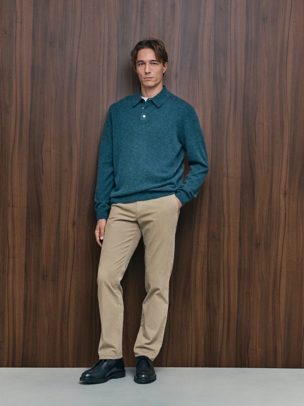 Pantalón pana slim fit tintado en prenda hombre - Beige