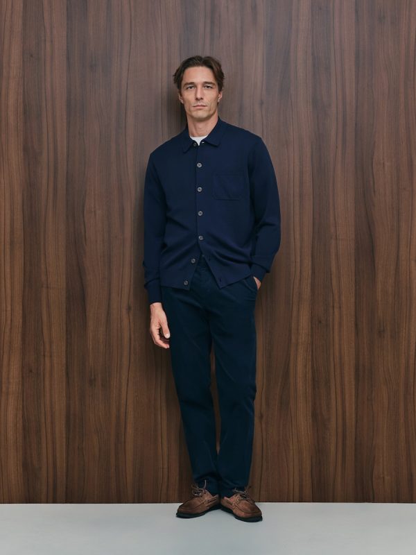 Pantalón pana slim fit tintado en prenda hombre - Azul