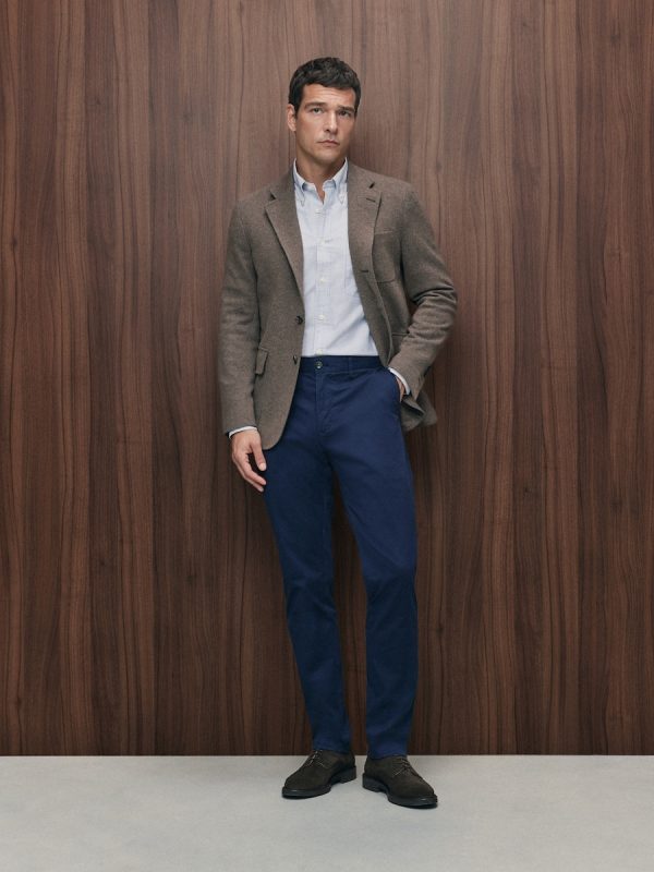 Pantalón chino slim fit twill hombre - Azul marino