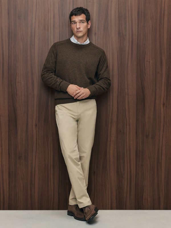 Pantalón chino regular fit twill hombre - Beige