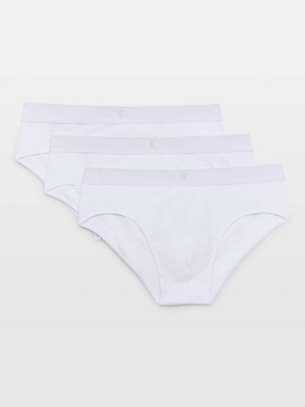 Pack 3 Slips cerrados algodón/elastano sostenible hombre - Blanco