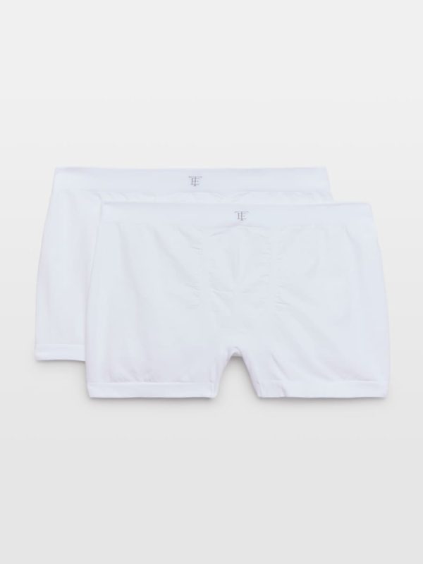 Pack 2 Boxers lisos de punto sin costuras algodón/poliamida/elastano hombre - Blanco