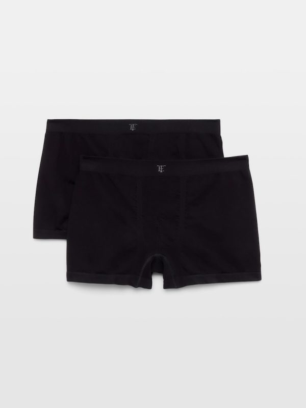 Pack 2 Boxers lisos de punto sin costuras algodón/poliamida/elastano hombre - Negro