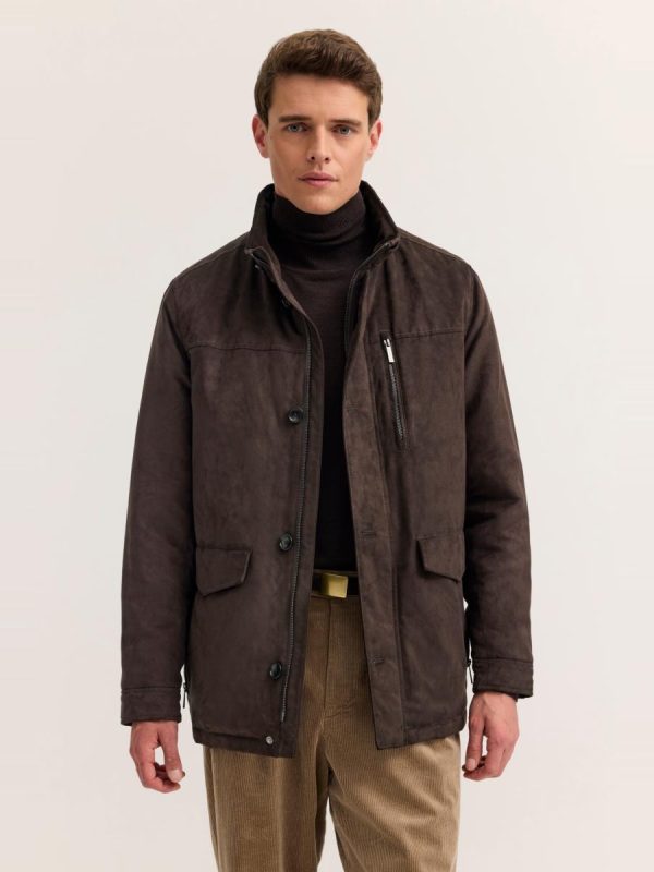 Chaqueton de hombre bolsillos inclinados - Marrón oscuro