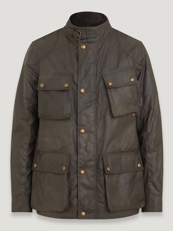 Chaqueta de hombre de algodón encerado tres cuartos verde - Verde oscuro