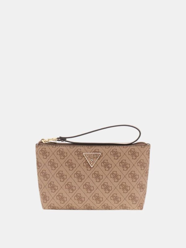 Pouch con cierre superior y logotipo - Beige